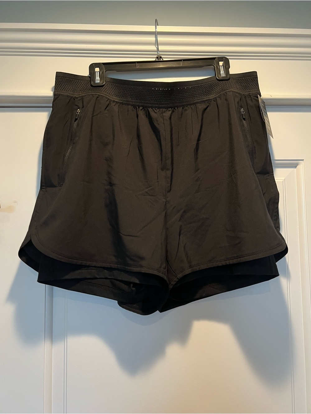 Ideology Black Layered Athletic Shorts with Zip Pockets